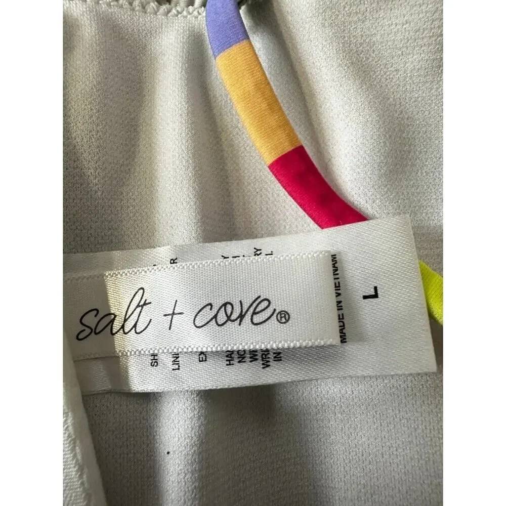 MSRP $20 SALT + COVE Striped Removable Strap Smocked Cabana Bandeau Top Size L
